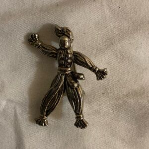 Silver Clown Brooch